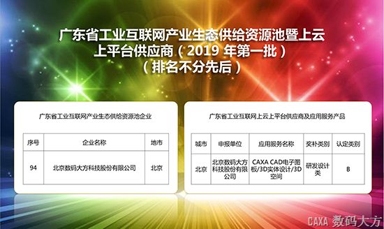 2019年廣東工業(yè)互聯(lián)網(wǎng)供應(yīng)商出爐  用數(shù)碼大方CAD享40%補貼